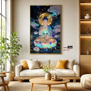 Phật Dược Sư (Dược Sư Lưu Ly Quang Như Lai) | Tranh hộp đèn cao cấp | Mã tranh 315 | Tranh TÂM - Ảnh 3