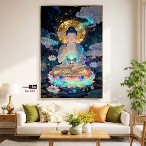 Alternative view of Phật Dược Sư (Dược Sư Lưu Ly Quang Như Lai) | Tranh hộp đèn cao cấp | Mã tranh 315 | Tranh TÂM