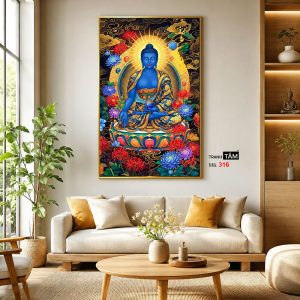 Phật Dược Sư (Dược Sư Lưu Ly Quang Như Lai) | Tranh hộp đèn cao cấp | Mã tranh 316 | Tranh TÂM - Ảnh 3