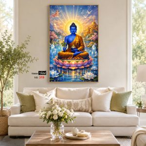 Phật Dược Sư (Dược Sư Lưu Ly Quang Như Lai) | Tranh hộp đèn cao cấp | Mã tranh 319 | Tranh TÂM - Ảnh 4