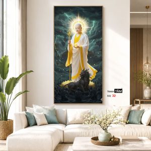 Địa Tạng Vương Bồ Tát | Tranh hộp đèn cao cấp | Mã tranh 32 | Tranh TÂM - Ảnh 5