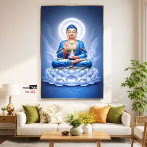 Alternative view of Phật Dược Sư (Dược Sư Lưu Ly Quang Như Lai) | Tranh hộp đèn cao cấp | Mã tranh 320 | Tranh TÂM