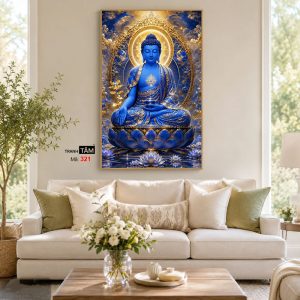 Phật Dược Sư (Dược Sư Lưu Ly Quang Như Lai) | Tranh hộp đèn cao cấp | Mã tranh 321 | Tranh TÂM - Ảnh 5