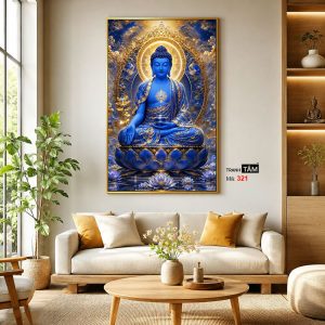Phật Dược Sư (Dược Sư Lưu Ly Quang Như Lai) | Tranh hộp đèn cao cấp | Mã tranh 321 | Tranh TÂM - Ảnh 3