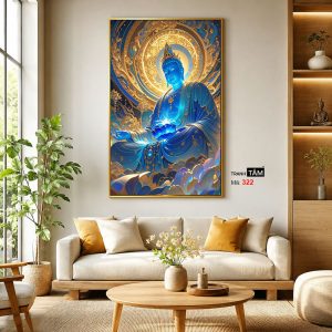 Phật Dược Sư (Dược Sư Lưu Ly Quang Như Lai) | Tranh hộp đèn cao cấp | Mã tranh 322 | Tranh TÂM - Ảnh 3