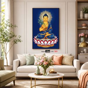 Phật Dược Sư (Dược Sư Lưu Ly Quang Như Lai) | Tranh hộp đèn cao cấp | Mã tranh 323 | Tranh TÂM - Ảnh 4