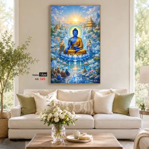 Phật Dược Sư (Dược Sư Lưu Ly Quang Như Lai) | Tranh hộp đèn cao cấp | Mã tranh 325 | Tranh TÂM - Ảnh 4