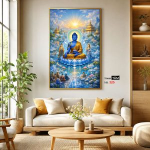 Phật Dược Sư (Dược Sư Lưu Ly Quang Như Lai) | Tranh hộp đèn cao cấp | Mã tranh 325 | Tranh TÂM - Ảnh 3
