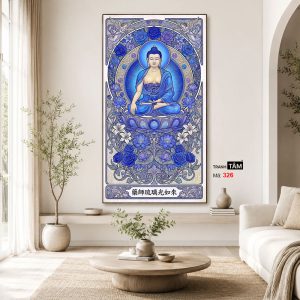 Phật Dược Sư (Dược Sư Lưu Ly Quang Như Lai) | Tranh hộp đèn cao cấp | Mã tranh 326 | Tranh TÂM - Ảnh 3