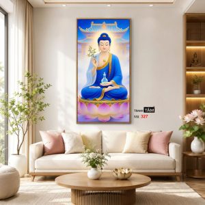 Phật Dược Sư (Dược Sư Lưu Ly Quang Như Lai) | Tranh hộp đèn cao cấp | Mã tranh 327 | Tranh TÂM - Ảnh 5