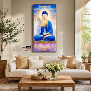 Phật Dược Sư (Dược Sư Lưu Ly Quang Như Lai) | Tranh hộp đèn cao cấp | Mã tranh 327 | Tranh TÂM - Ảnh 4