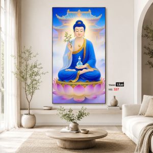 Phật Dược Sư (Dược Sư Lưu Ly Quang Như Lai) | Tranh hộp đèn cao cấp | Mã tranh 327 | Tranh TÂM - Ảnh 3