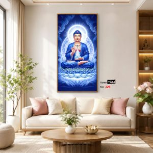 Phật Dược Sư (Dược Sư Lưu Ly Quang Như Lai) | Tranh hộp đèn cao cấp | Mã tranh 328 | Tranh TÂM - Ảnh 5