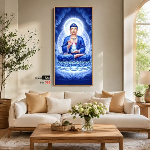 Phật Dược Sư (Dược Sư Lưu Ly Quang Như Lai) | Tranh hộp đèn cao cấp | Mã tranh 328 | Tranh TÂM - Ảnh 4