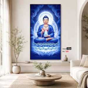 Phật Dược Sư (Dược Sư Lưu Ly Quang Như Lai) | Tranh hộp đèn cao cấp | Mã tranh 328 | Tranh TÂM - Ảnh 3