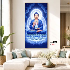 Alternative view of Phật Dược Sư (Dược Sư Lưu Ly Quang Như Lai) | Tranh hộp đèn cao cấp | Mã tranh 328 | Tranh TÂM