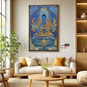 Phật Dược Sư (Dược Sư Lưu Ly Quang Như Lai) | Tranh hộp đèn cao cấp | Mã tranh 329 | Tranh TÂM - Ảnh 3