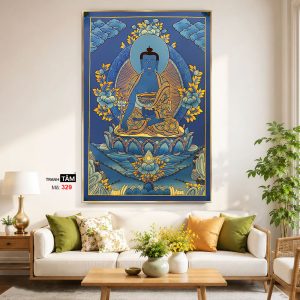 Alternative view of Phật Dược Sư (Dược Sư Lưu Ly Quang Như Lai) | Tranh hộp đèn cao cấp | Mã tranh 329 | Tranh TÂM