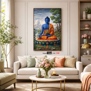 Phật Dược Sư (Dược Sư Lưu Ly Quang Như Lai) | Tranh hộp đèn cao cấp | Mã tranh 330 | Tranh TÂM - Ảnh 5