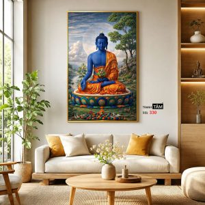 Phật Dược Sư (Dược Sư Lưu Ly Quang Như Lai) | Tranh hộp đèn cao cấp | Mã tranh 330 | Tranh TÂM - Ảnh 3
