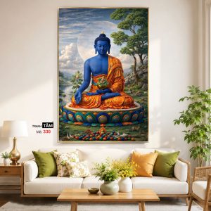 Alternative view of Phật Dược Sư (Dược Sư Lưu Ly Quang Như Lai) | Tranh hộp đèn cao cấp | Mã tranh 330 | Tranh TÂM