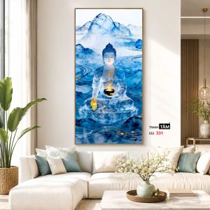 Alternative view of Phật Dược Sư (Dược Sư Lưu Ly Quang Như Lai) | Tranh hộp đèn cao cấp | Mã tranh 331 | Tranh TÂM