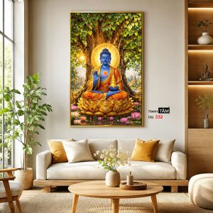 Phật Dược Sư (Dược Sư Lưu Ly Quang Như Lai) | Tranh hộp đèn cao cấp | Mã tranh 332 | Tranh TÂM - Ảnh 3
