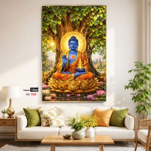 Alternative view of Phật Dược Sư (Dược Sư Lưu Ly Quang Như Lai) | Tranh hộp đèn cao cấp | Mã tranh 332 | Tranh TÂM