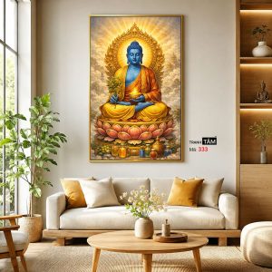 Phật Dược Sư (Dược Sư Lưu Ly Quang Như Lai) | Tranh hộp đèn cao cấp | Mã tranh 333 | Tranh TÂM - Ảnh 3