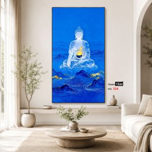Phật Dược Sư (Dược Sư Lưu Ly Quang Như Lai) | Tranh hộp đèn cao cấp | Mã tranh 334 | Tranh TÂM - Ảnh 3