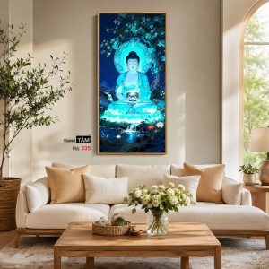 Phật Dược Sư (Dược Sư Lưu Ly Quang Như Lai) | Tranh hộp đèn cao cấp | Mã tranh 335 | Tranh TÂM - Ảnh 4