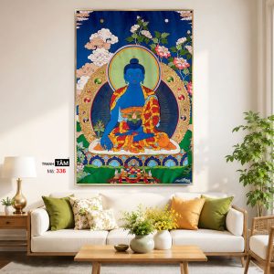 Alternative view of Phật Dược Sư (Dược Sư Lưu Ly Quang Như Lai) | Tranh hộp đèn cao cấp | Mã tranh 336 | Tranh TÂM
