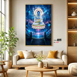 Phật Dược Sư (Dược Sư Lưu Ly Quang Như Lai) | Tranh hộp đèn cao cấp | Mã tranh 337 | Tranh TÂM - Ảnh 3