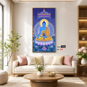Phật Dược Sư (Dược Sư Lưu Ly Quang Như Lai) | Tranh hộp đèn cao cấp | Mã tranh 338 | Tranh TÂM - Ảnh 5