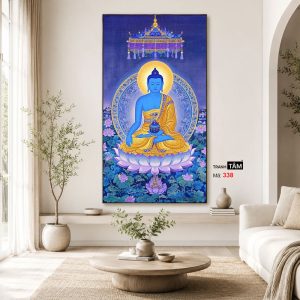 Phật Dược Sư (Dược Sư Lưu Ly Quang Như Lai) | Tranh hộp đèn cao cấp | Mã tranh 338 | Tranh TÂM - Ảnh 3