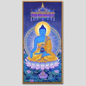 Phật Dược Sư (Dược Sư Lưu Ly Quang Như Lai) | Tranh hộp đèn cao cấp | Mã tranh 338 | Tranh TÂM