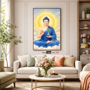 Phật Dược Sư (Dược Sư Lưu Ly Quang Như Lai) | Tranh hộp đèn cao cấp | Mã tranh 339 | Tranh TÂM - Ảnh 5