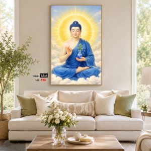 Phật Dược Sư (Dược Sư Lưu Ly Quang Như Lai) | Tranh hộp đèn cao cấp | Mã tranh 339 | Tranh TÂM - Ảnh 4