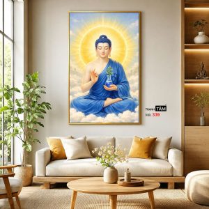 Phật Dược Sư (Dược Sư Lưu Ly Quang Như Lai) | Tranh hộp đèn cao cấp | Mã tranh 339 | Tranh TÂM - Ảnh 3