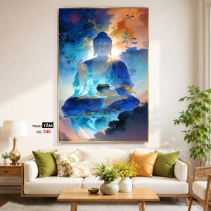 Alternative view of Phật Dược Sư (Dược Sư Lưu Ly Quang Như Lai) | Tranh hộp đèn cao cấp | Mã tranh 340 | Tranh TÂM