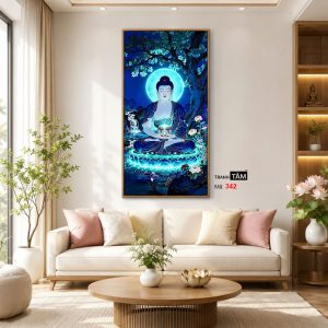 Phật Dược Sư (Dược Sư Lưu Ly Quang Như Lai) | Tranh hộp đèn cao cấp | Mã tranh 342 | Tranh TÂM - Ảnh 5