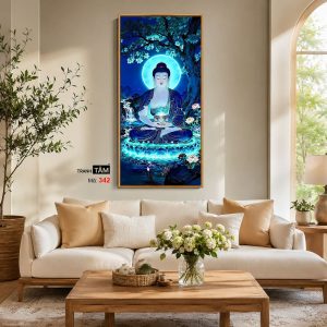 Phật Dược Sư (Dược Sư Lưu Ly Quang Như Lai) | Tranh hộp đèn cao cấp | Mã tranh 342 | Tranh TÂM - Ảnh 4