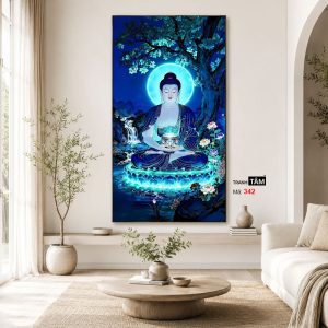 Phật Dược Sư (Dược Sư Lưu Ly Quang Như Lai) | Tranh hộp đèn cao cấp | Mã tranh 342 | Tranh TÂM - Ảnh 3