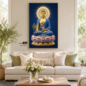 Phật Dược Sư (Dược Sư Lưu Ly Quang Như Lai) | Tranh hộp đèn cao cấp | Mã tranh 343 | Tranh TÂM - Ảnh 4