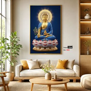 Phật Dược Sư (Dược Sư Lưu Ly Quang Như Lai) | Tranh hộp đèn cao cấp | Mã tranh 343 | Tranh TÂM - Ảnh 3