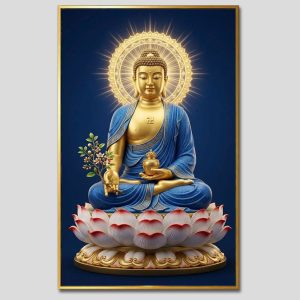 Phật Dược Sư (Dược Sư Lưu Ly Quang Như Lai) | Tranh hộp đèn cao cấp | Mã tranh 343 | Tranh TÂM