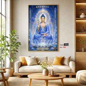 Phật Dược Sư (Dược Sư Lưu Ly Quang Như Lai) | Tranh hộp đèn cao cấp | Mã tranh 344 | Tranh TÂM - Ảnh 3