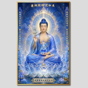 Phật Dược Sư (Dược Sư Lưu Ly Quang Như Lai) | Tranh hộp đèn cao cấp | Mã tranh 344 | Tranh TÂM