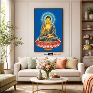 Phật Dược Sư (Dược Sư Lưu Ly Quang Như Lai) | Tranh hộp đèn cao cấp | Mã tranh 345 | Tranh TÂM - Ảnh 5
