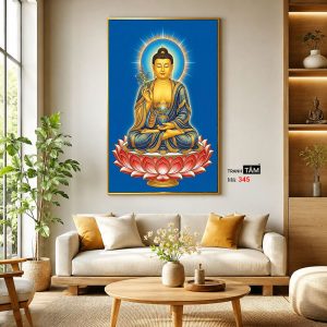 Phật Dược Sư (Dược Sư Lưu Ly Quang Như Lai) | Tranh hộp đèn cao cấp | Mã tranh 345 | Tranh TÂM - Ảnh 3